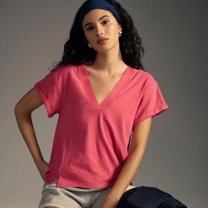 Daily Practice by Anthropologie V-Neck Short-Sleeve Shirt Blouse Top XXS